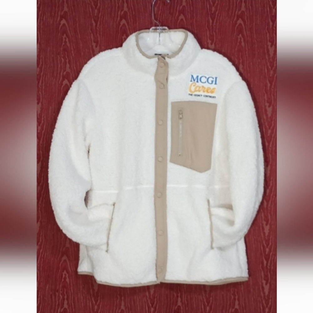 32° DEGREES MUGI Cares Cream Long Sleeve 1 Zip Pocket Snap Closure Jacket Size M